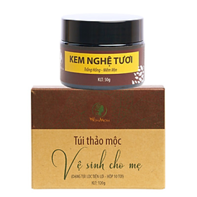Combo chăm sóc cho mẹ Wonmom ( 1 Kem nghệ tươi 50g + 1 Hộp thảo mộc vệ sinh cho mẹ 10 túi/hộp)