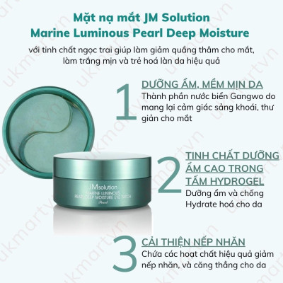 Mặt Nạ JM Solution Xóa Thâm Quầng Mắt Và Nếp Chân Chim Eye Patch (Đen Sáp Ong) 60 Miếng Giảm Thâm Quầng Mắt Ngọc Trai Marine Luminous Pearl Deep Moisture Mask 90g/60pcs