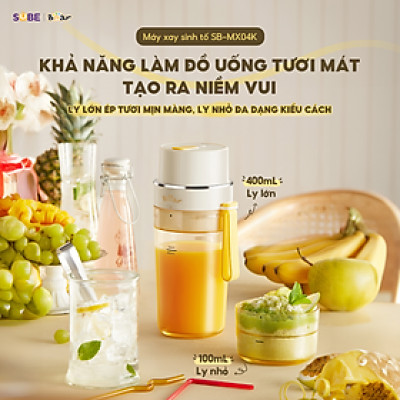Máy Xay Sinh Tố Bear Máy Xay Cầm Tay Máy xay Đa Năng Tích Điện Xay Smoothie Xay Nhuyễn Rau Củ SB-MX04K - Hàng Chính Hãng