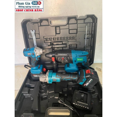 Bộ Combo Gồm Máy Khoan Đục Bê Tông, Máy Mài Và Bulong Dùng Pin 199V 15 Cell, Máy Siêu Khỏe - Bảo Hành 1 Năm