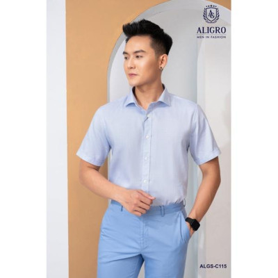 Áo sơ mi nam ngắn tay ALIGRO sợi tre bamboo mềm mại, hạn chế nhăn nhàu form slim vừa thời trang công sở ALGS-C115