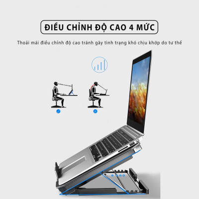 Đế tản nhiệt laptop văn phòng HXSJ H100 làm mát nhanh chơi game mượt mà không gây tiếng ồn quạt kép siêu mạnh - Hàng chính hãng