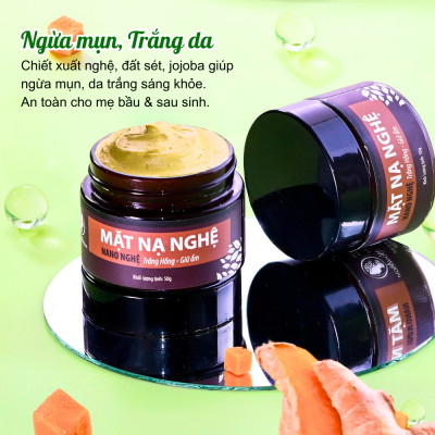 Bộ dưỡng trắng và đánh bay mụn Wonmom ( 1 Kem nghệ tươi + 1 Mặt nạ nghệ )