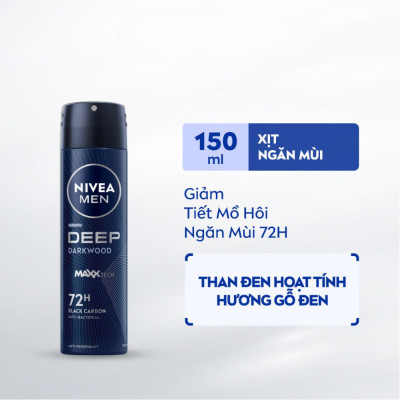 Xịt Ngăn Mùi NIVEA MEN Deep Than Đen Hoạt Tính (150 ml) - 80027