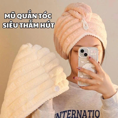 Khăn/Mũ Quấn Tóc  Cao Cấp – Thấm Hút Nhanh, Bảo Vệ Tóc Khỏi Hư Tổn