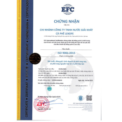 Cà phê nguyên hạt Bình Minh Lekofe 100% Robusta Đắng đậm chát nhẹ Túi 1000gram