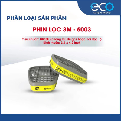 Phin lọc than hoạt tính 3M 6003 lọc hơi hữu cơ và khí axit, phun thuốc, phun sơn, lọc mùi dùng cho mặt nạ phòng độc 3M
