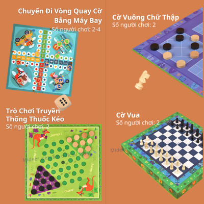 Board Game Mideer Classic Games 32 In 1 đồ chơi trí tuệ cho bé Cờ vua, cờ tướng, cờ vây cho bé
