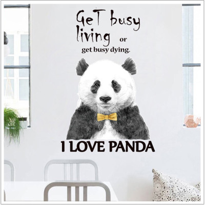 Decal dán tường I love Panda và thông điệp ý nghĩa AmyShop DKN101 (70 x 80 cm)