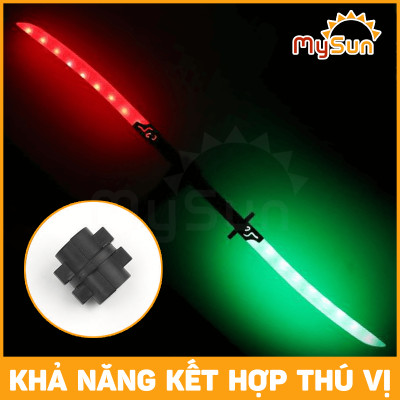 Kiếm Katana Nhật nhựa phát ánh sáng đồ chơi Samurai mini giá rẻ như thật cho bé trai tặng PIN MySun