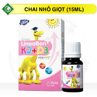 Siro nhỏ giọt LineaBon D3K2 tăng chiều cao, chống còi xương cho bé (Chai 15ml)