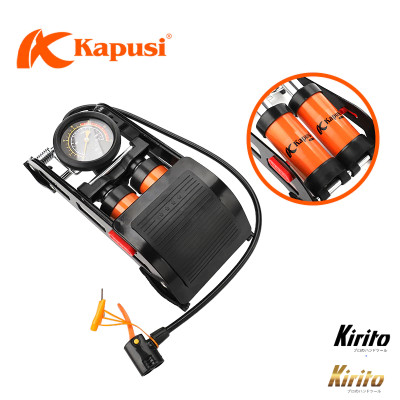 Bơm Xe Bơm Hơi Đạp Chân Kapusi Xe Máy Xe Đạp Ô Tô Đa Năng Mini 2 Xilanh