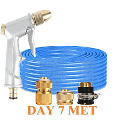 ️ Bộ dây vòi xịt nước rửa xe, tưới cây , tăng áp 3 lần, loại 7m, 10m 206701 đầu đồng,cút đồng