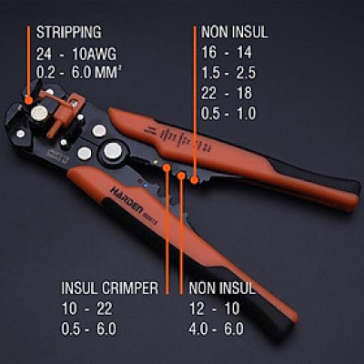 Kìm Harden tuốt dây điện – bấm cos chuyên dụng 660613 HARDEN