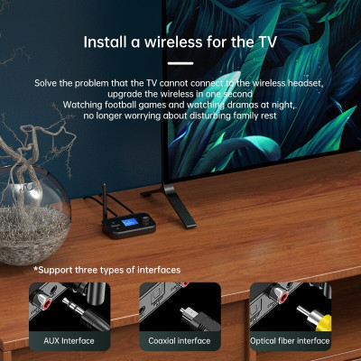 SOAIY Bộ Thu Phát Âm Thanh Bluetooth 5.0 C41 (Hỗ Trợ Cổng Optical) - Hàng Nhập Khẩu