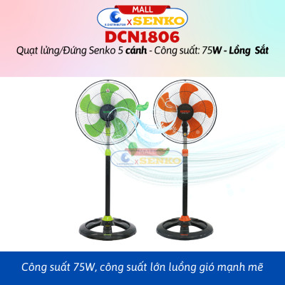 Quạt Đứng Thân Sắt Senko DCN1808 (Lồng Quạt Mạ Crom) - DCN1806 (Lồng Quạt Bằng Sắt) - Công Suất 75w - Hàng Chính Hãng - Bảo Hành 24 Tháng