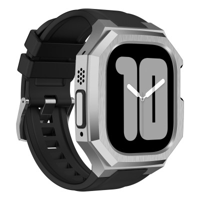 Ốp Case Vỏ Thép Không Gỉ bảo vệ tích hợp dây đeo Fluororubber cho Apple Watch Ultra / Apple Watch Ultra 2 49mm - Hàng Chính Hãng