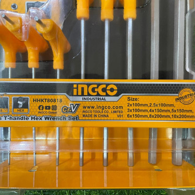 BỘ CHÌA LỤC GIÁC ĐẦU BẰNG CHỮ T 8 CHI TIẾT 2-10MM INGCO HHKT80818 - HÀNG CHÍNH HÃNG
