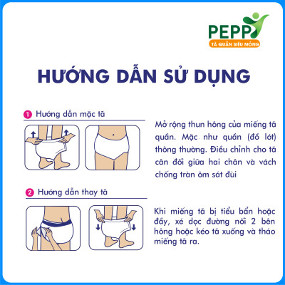 Combo 3 gói Tã/Bỉm Quần Người Lớn, Người Già Peppy Siêu Mỏng, Siêu Thấm, Mềm Mại, Kháng Khuẩn Size M8/L7/XL8