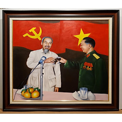 Tranh vẽ sơn dầu bác Hồ & Bác Giáp