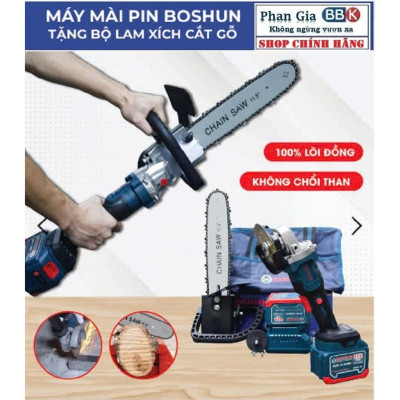 [LOẠI 1] Máy mài pin Boshun 21V - Bộ 2 pin 15CELL ABS, Động cơ không Chổi Than 100% Lõi Đồng, Bảo hành 1 năm