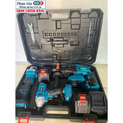 Bộ combo 3 trong 1 Máy Khoan Đục Bê Tông Dùng Pin 188V - Khoan Bê Tông Siêu Khỏe - Máy mài Cầm Tay-pin 15cell