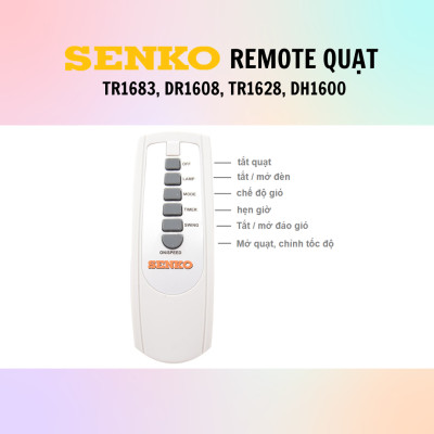 Remote Điều Khiển Quạt Senko Mã TR1683, DR1608, TR1628, DH1600 - Hàng Chính Hãng - Remote Điều Khiển Tiện Lợi