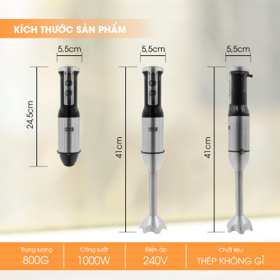 Máy xay sinh tố cầm tay đa năng Lebenlang LBL4589, công suất 1000W, bảo hành 2 năm – hàng chính hãng