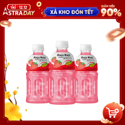 Combo 3 Chai Nước Mogu Mogu Thạch Dừa Vị Dâu Thái Lan