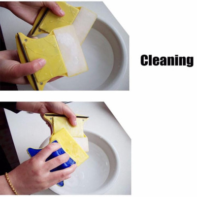 Dụng cụ lau kính 2 mặt Sunha, dụng cụ vệ sinh, cây lau kính, Sử dụng lực hút nam châm cực mạnh SIGATO SGT 479