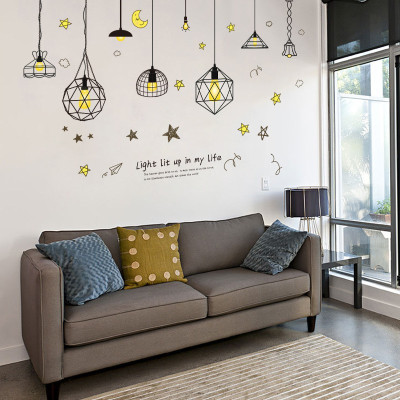 Decan dán tường Đèn treo 3D trang trí phòng khách sang trọng, sáng tạo  (70 x 170 cm)