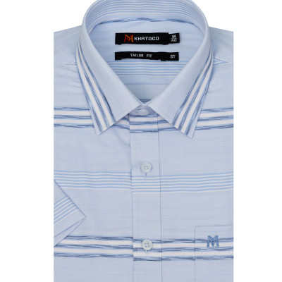 Áo sơ mi nam KHATOCO ngắn tay A1MN538T2-CNSC643-2611-N