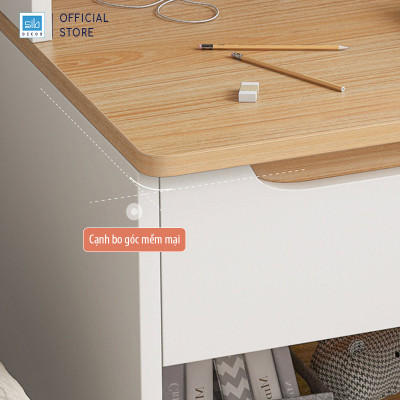 Bàn Học Tập Nhỏ Xinh Cho Bé, Học Sinh Màu Trắng Phối Vân Gỗ Sồi Thương Hiệu SIB Decor BLV75