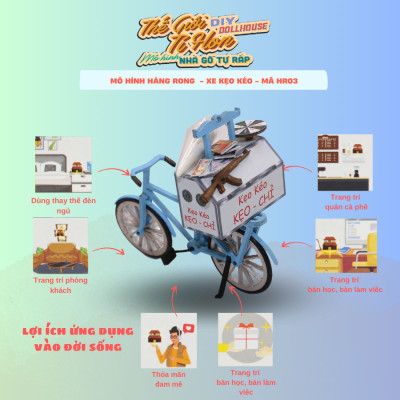 Mô Hình Tự Lắp Ráp DIY Xe Hàng Rong Sài Gòn - Thế Giới Tí Hon - Xe Kẹo Kéo - HR03