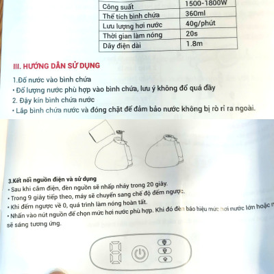 Bàn Ủi Hơi Nước Cầm Tay Thông Minh Kalpen V3 Công Suất 1800W - Hàng chính hãng