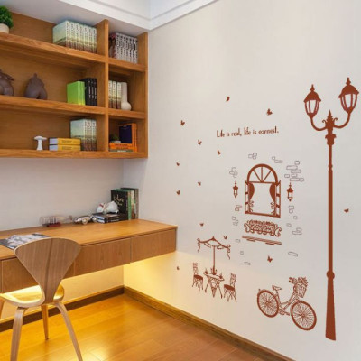 Decal dán tường Cột đèn nâu AmyShop DKN059