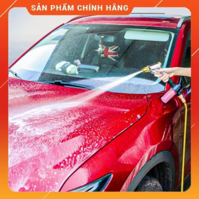 ️ Bộ dây vòi xịt nước rửa xe, tưới cây , tăng áp 3 lần, loại 7m, 10m 206236 đầu đồng,đai+ móc khoá .