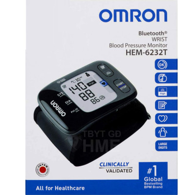 Máy đo huyết áp cổ tay Omron HEM-6232T thiết kế siêu nhỏ, kết nối bluetooth, trang bị các tính năng cao cấp nhất