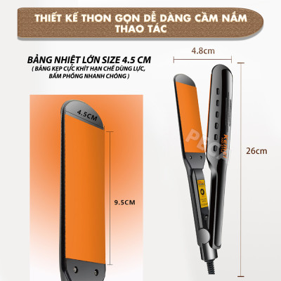 Máy duỗi tóc Kemei KM-3114P điều chỉnh 4 mức nhiệt sử dụng được cho mọi loại tóc - Hàng chính hãng