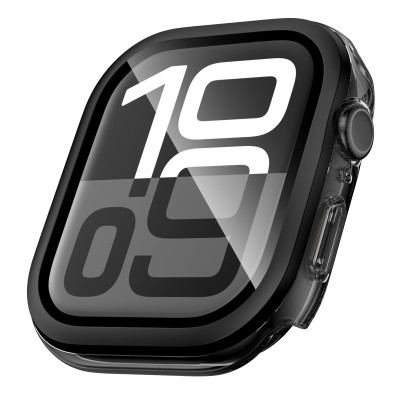 Ốp Case PC Mặt Kính Cường Lực Trong Suốt Viền Màu cho Apple Watch Series 10 Size 42mm / 46mm - Hàng Chính Hãng