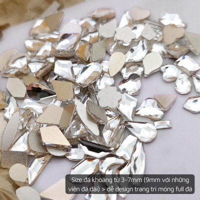 Đá Khối Chân Bằng Làm Nail Nhiều Size Mix Màu Sáng Lâu, Bám Chắc, Phù Hợp Trang Trí Hoạ Tiết, Dễ Phối Làm Nail Nữ