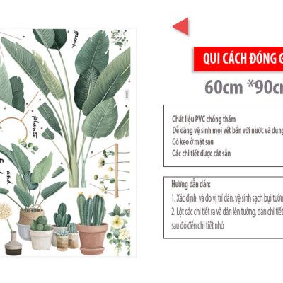 Sticker Giấy Dán Tường Decal Dán tường Mẫu Hoa Lá Cực Xinh ZH025