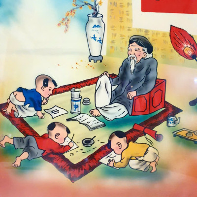 Tranh sơn mài - THẦY ĐỒ - Size 30x40 cm - Hình ảnh truyền thống – Hồn Việt xưa qua nét sơn mài thủ công