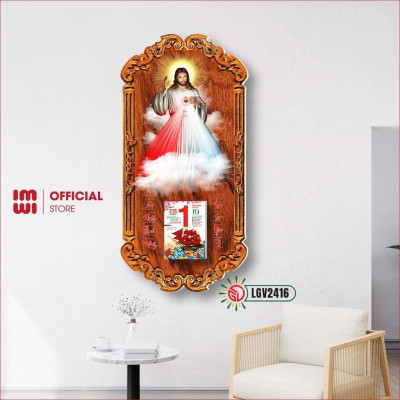 Lịch gỗ Công giáo Chúa Giêsu treo tường IMWI GIMIVINA LGV2416