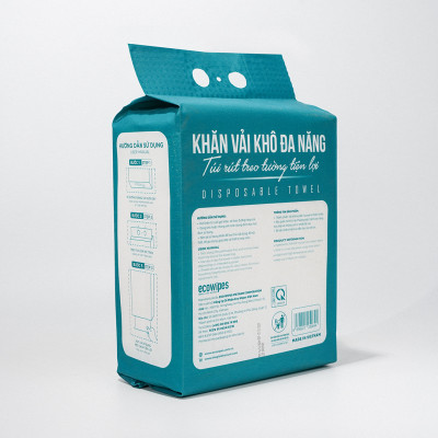 TẶNG MÓC TREO_Khăn vải rút khô đa năng EcoWipes 500Gr túi rút treo tường lau mặt tẩy trang