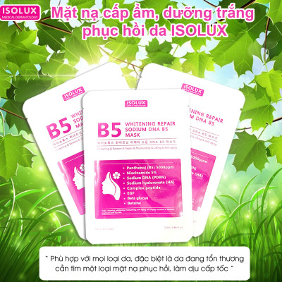 Mặt nạ ISOLUX Whitening Repair Sodium DNA B5 mask 25ml hạn 2027 dưỡng trắng cấp ẩm phục hồi