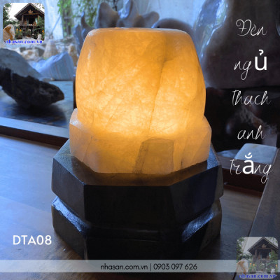 Đèn Ngủ Thạch Anh Trắng NHASAN DTA08 “Sự Kết Hợp Hoàn Hảo Giữa Thẩm Mỹ và Phong Thủy” 8.2kg (KT: 23 x 20 (cm))