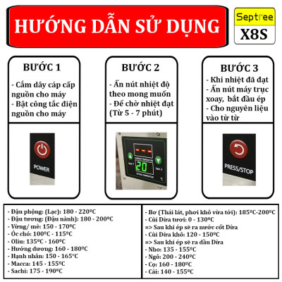 Máy ép dầu thực vật chuyên dụng dùng trong gia đình thương hiệu cao cấp Septree X8S - Hàng Nhập Khẩu
