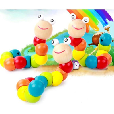 Đồ chơi con sâu gỗ nhiều màu sắc cho bé phân biệt màu sắc - 