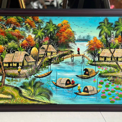 Tranh Sơn Mài - ĐỒNG QUÊ VIỆT NAM | Size 50x80 cm | Mộc Mạc – Bình Yên – Đậm Hồn Dân Tộc